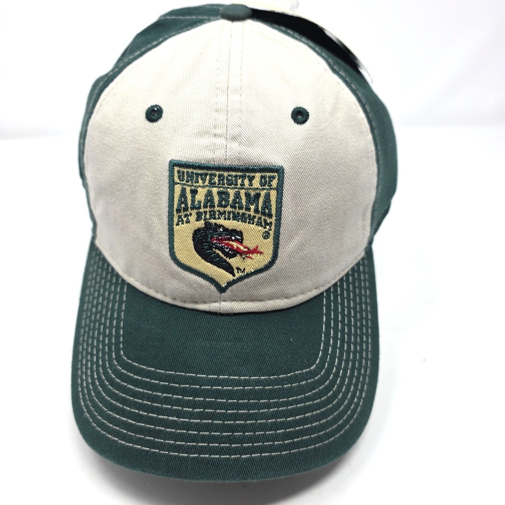 The Game Baseball Cap Mens One Size Green Ivory 2-Tone UAB Blazers Vintage NWT